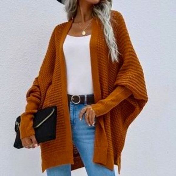 Cozy Batwing Sleeve Knit Open Front Cardigan - Picture 1 of 16